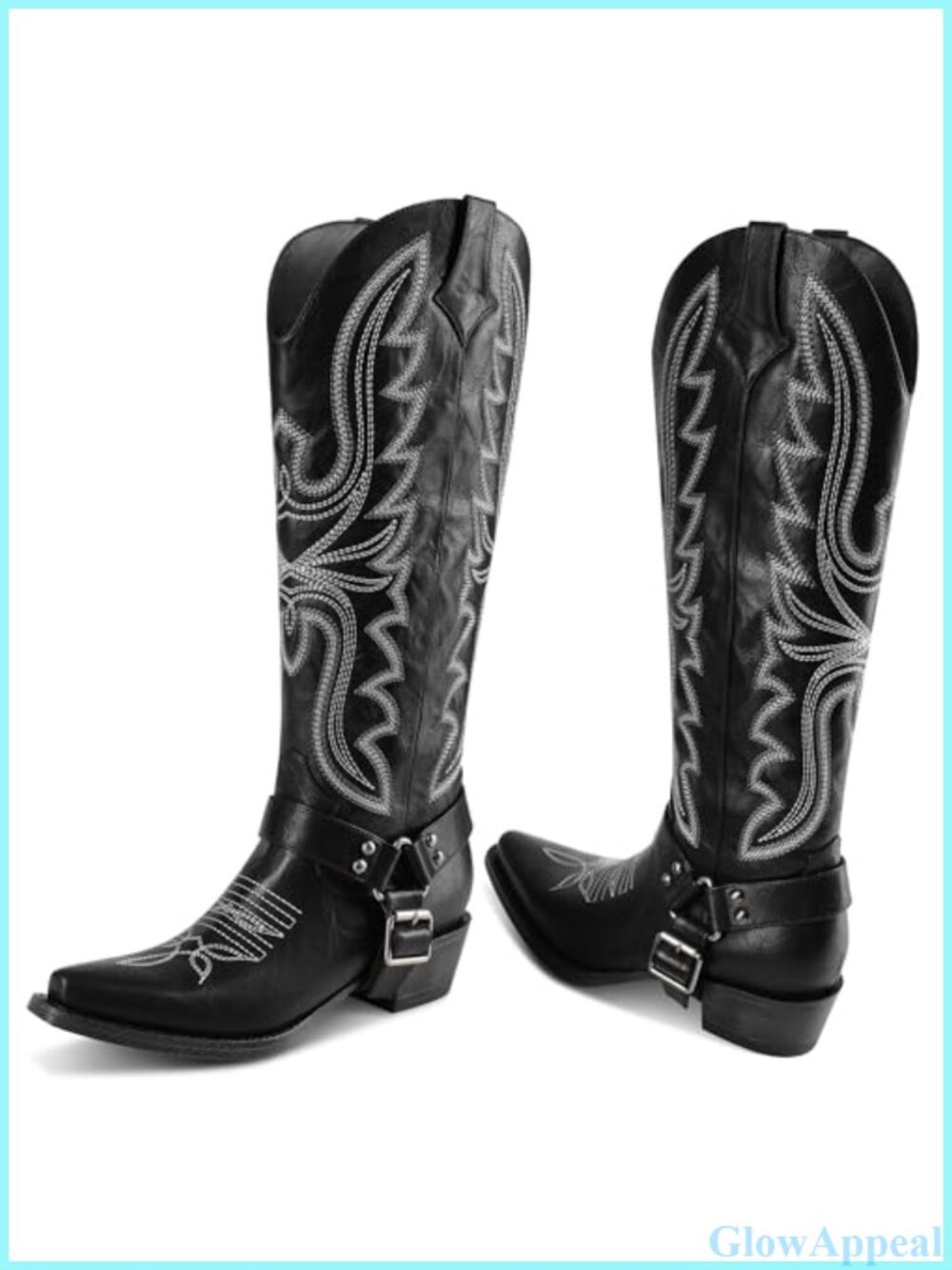 Conchitaty Women's Knee High Cowboy Boots Detachable Buckle Strap
